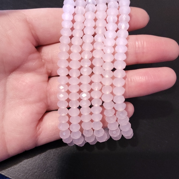 Marlyn Schiff Multi Strand Pale Rose Pink Beaded leather Bracelet - Picture 6 of 11